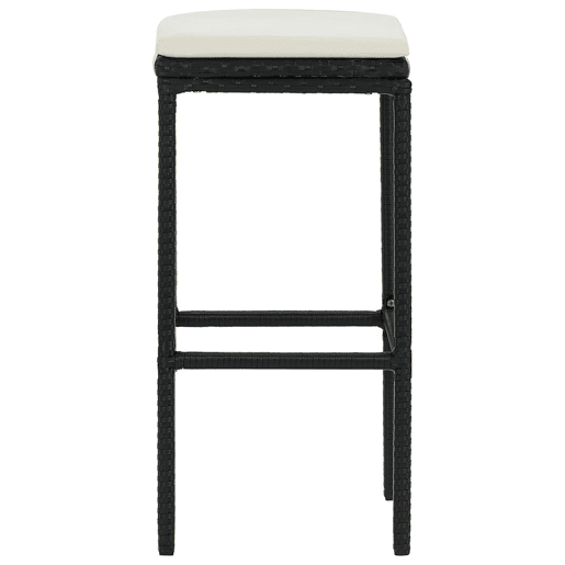 vidaXL Bancos de bar com almofadões 3 pcs vime PE preto vidaXL Bancos de bar com almofadões 3 pcs vime PE preto