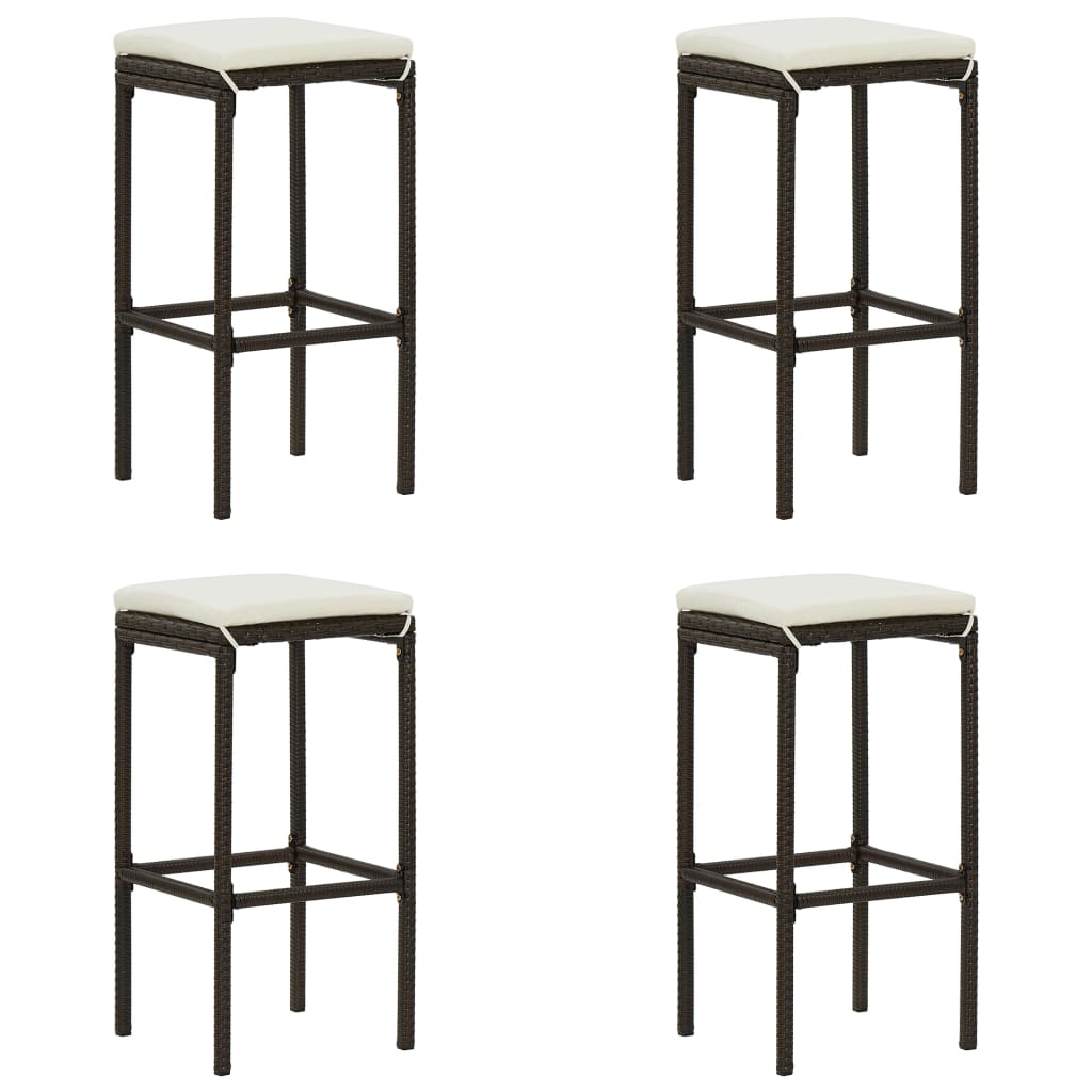 Vidaxl taburetes de cocina con cojines 4 uds ratán sintético marrón