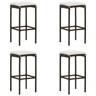 vidaXL Bancos de bar com almofadões 4 pcs vime PE castanho