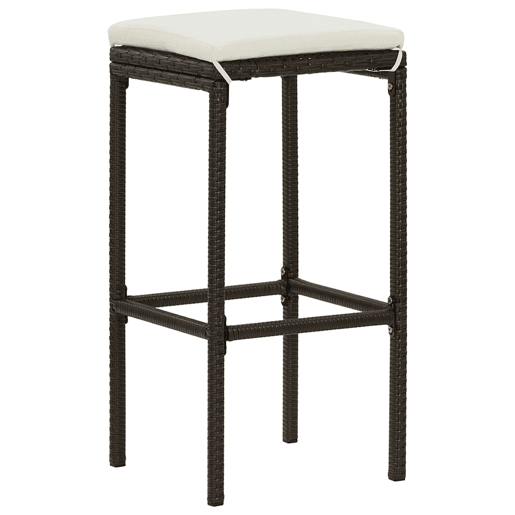 vidaXL Bancos de bar com almofadões 4 pcs vime PE castanho