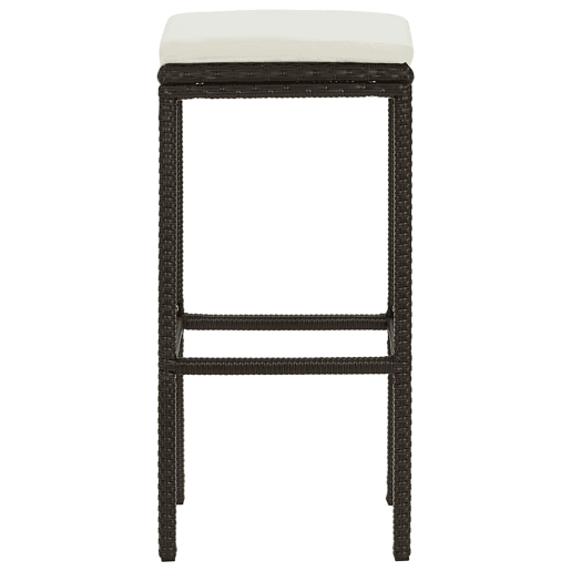 vidaXL Bancos de bar com almofadões 4 pcs vime PE castanho