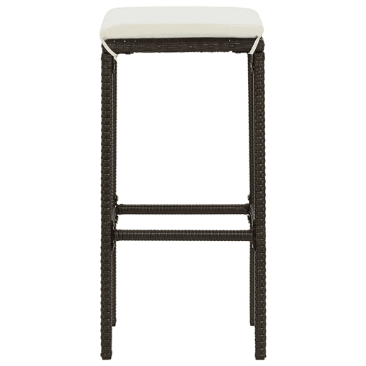 vidaXL Bancos de bar com almofadões 4 pcs vime PE castanho