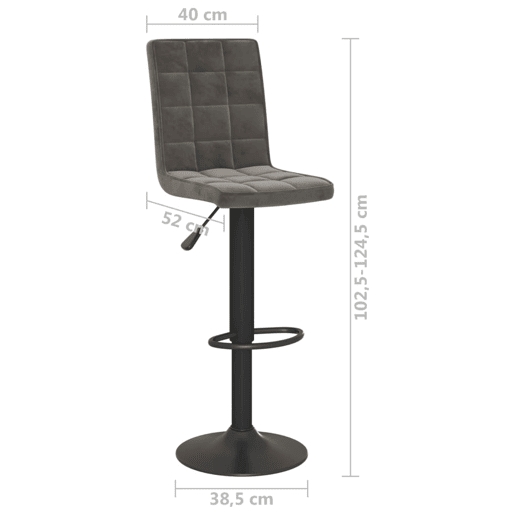 vidaXL Banco de bar veludo cinzento-escuro