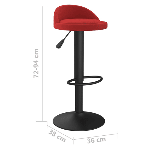 vidaXL Banco de bar veludo vermelho tinto