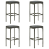 vidaXL Bancos de bar com almofadões 4 pcs vime PE cinzento