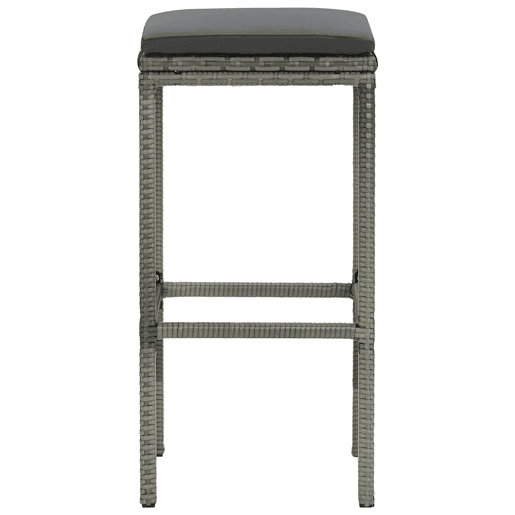 vidaXL Bancos de bar com almofadões 4 pcs vime PE cinzento vidaXL Bancos de bar com almofadões 4 pcs vime PE cinzento