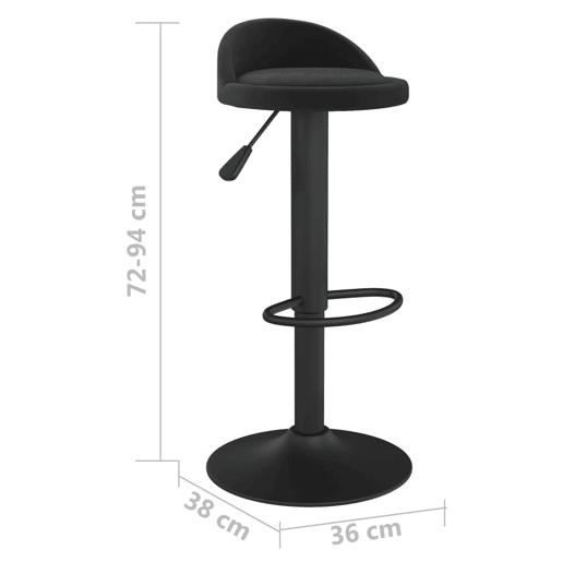 vidaXL Banco de bar veludo preto vidaXL Banco de bar veludo preto