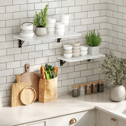 HOMCOM Conjunto de 2 Mesas Dobráveis de Parede Secretárias Flutuantes para Espaços Pequenos Mesas Rebatíveis para Cozinha Sala de Jantar Escritório Quarto e Sala Branco Brilhante