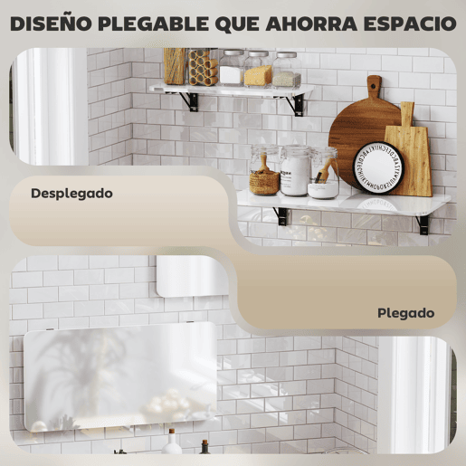 HOMCOM Conjunto de 2 Mesas Dobráveis de Parede Secretárias Flutuantes para Espaços Pequenos Mesas Rebatíveis para Cozinha Sala de Jantar Escritório Quarto e Sala Branco Brilhante