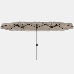 Outsunny Chapéu de Sol Duplo 4,5x2,7 m para Terraço Exterior com Manivela Manual, Resistente à Água e Proteção UV30+, Grande para Terraço, Praia ou Piscina - Creme