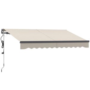 Outsunny Toldo Elétrico Retrátil com Controlo Remoto 296x250 cm Toldo de Exterior Enrolável com Manivela Estrutura de Alumínio e Proteção UV30+ para Jardim Porta Janela Creme
