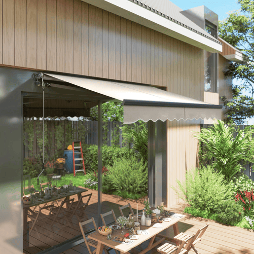 Outsunny Toldo Elétrico Retrátil com Controlo Remoto 296x250 cm Toldo de Exterior Enrolável com Manivela Estrutura de Alumínio e Proteção UV30+ para Jardim Porta Janela Creme