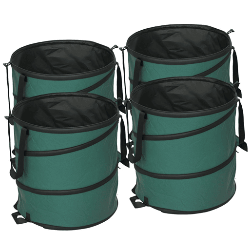 Outsunny Conjunto de 4 Sacos para Resíduos de Jardim 86L Sacos para Resíduos Resistentes com Pegas Tampa com Fecho e Desenho Pop-Up Dobráveis e Reutilizáveis Ø47x50 cm Verde