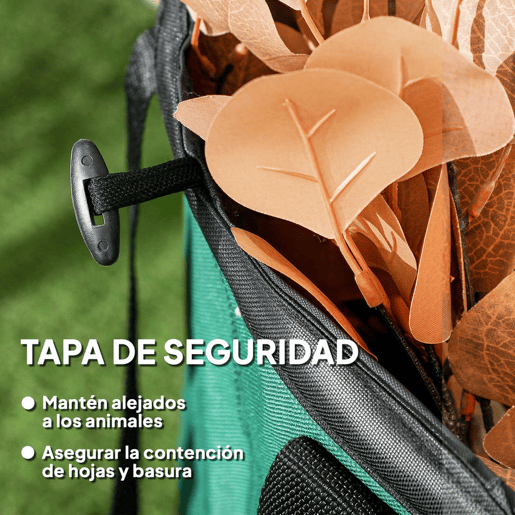 Outsunny Conjunto de 4 Sacos para Resíduos de Jardim 86L Sacos para Resíduos Resistentes com Pegas Tampa com Fecho e Desenho Pop-Up Dobráveis e Reutilizáveis Ø47x50 cm Verde