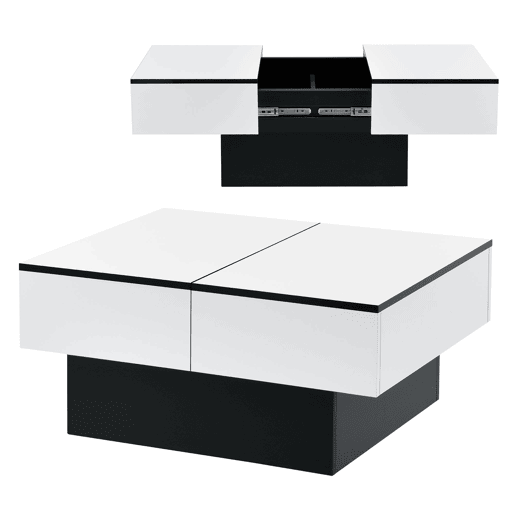 Mesa de centro para sala de estar em aglomerado 80 cm preto branco 03_0006150 Mesa de centro para sala de estar em aglomerado 80 cm preto branco 03_0006150