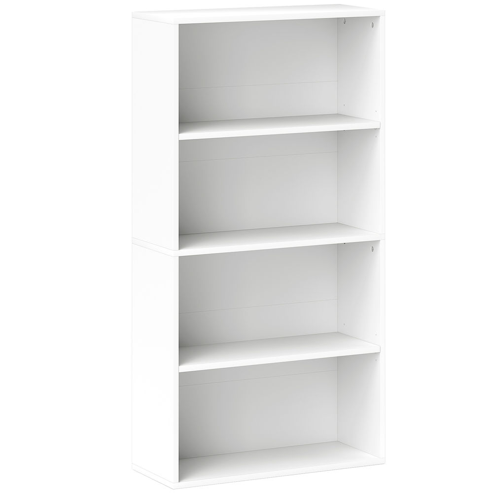 Homcom librería de 4 niveles estantería de libros con 2 estantes ajustables para sala de estar oficina dormitorio 60x24x115,5 cm blanco
