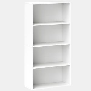 HOMCOM Estante de 4 Níveis Estante para Livros com 2 Prateleiras Ajustáveis para Sala de Estar Escritório Quarto 60x24x115,5 cm Branco