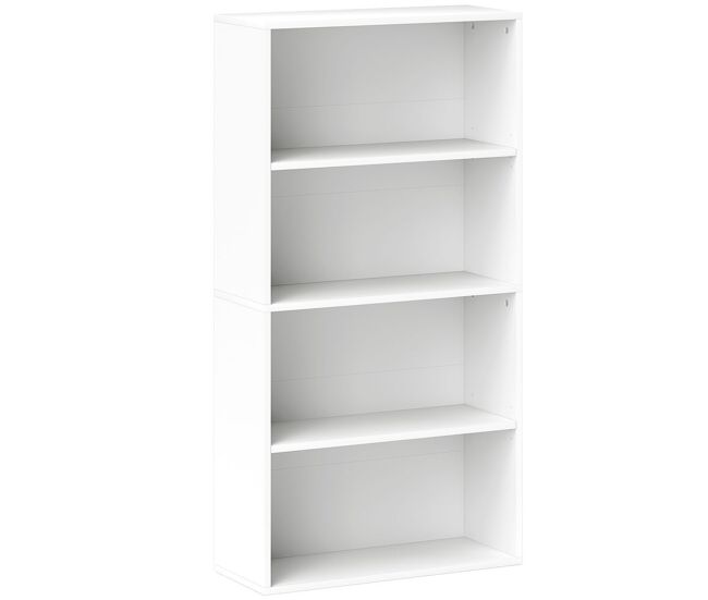 Homcom librería de 4 niveles estantería de libros con 2 estantes ajustables para sala de estar oficina dormitorio 60x24x115,5 cm blanco