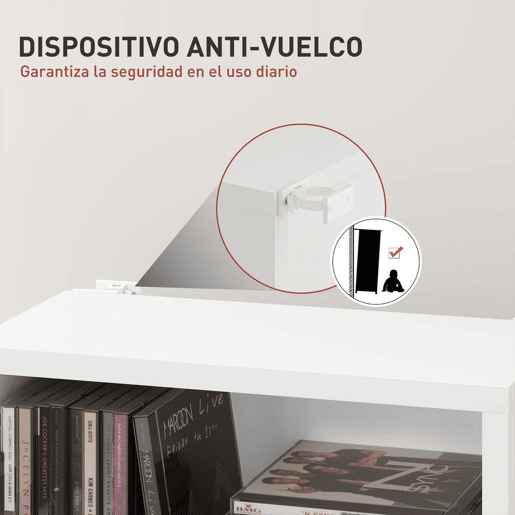 HOMCOM Estante para CDs e DVDs Suportes para CD Estreitos com 9 Compartimentos Prateleiras Ajustáveis para Sala Escritório 33x24x140 cm Branco