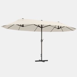Outsunny Guarda-sol Duplo 4,6x2,7 m para Terraço Exterior com Manivela Manual, Resistente à Água e com Proteção Solar, Guarda-sol Grande para Jardim, Praia ou Piscina, Cor Creme