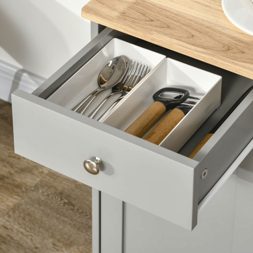 HOMCOM Aparador de Cozinha com 3 Gavetas 3 Portas e Prateleiras Ajustáveis Móvel Auxiliar de Armazenamento para Cozinha Sala de Estar Estilo Moderno Anti-Rolamento 101x40x85 cm Cinzento