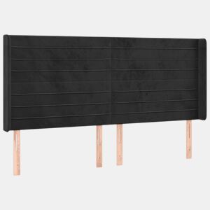 vidaXL Cabeceira de cama c abas veludo 203x16x118128 cm preto