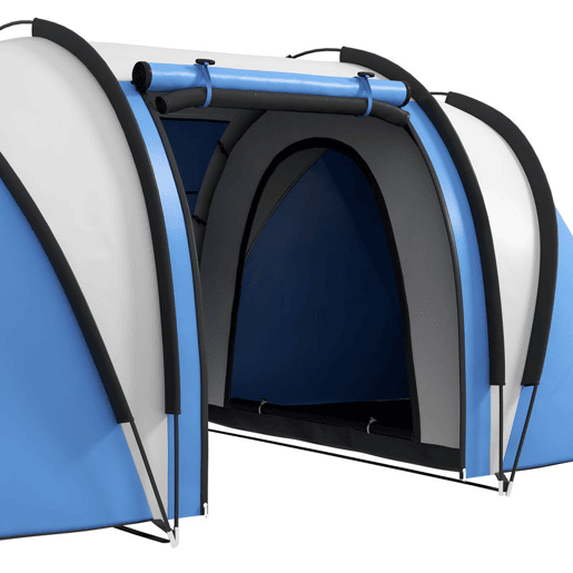 Outsunny Tenda de Campismo Familiar para 4-5 Pessoas Tenda de Campismo Túnel Impermeável 3000 mm com 2 Quartos Bolsa de Transporte e Gancho Ideal para Caminhadas e Pesca Azul