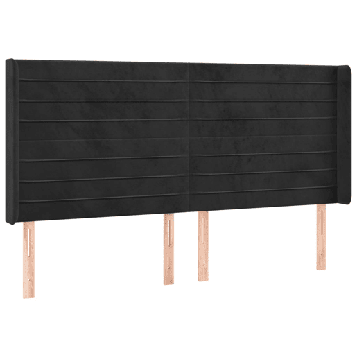 vidaXL Cabeceira de cama c abas veludo 183x16x118128 cm preto