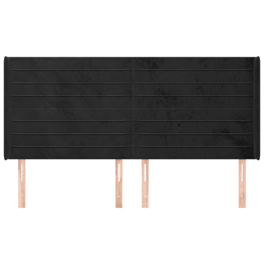 vidaXL Cabeceira de cama c abas veludo 183x16x118128 cm preto