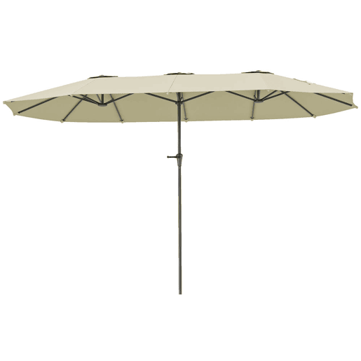 Outsunny Chapéu de Sol Duplo 4x2,2 m Chapéu de Sol para Jardim com Manivela Manual Impermeável e Proteção UV30+ Chapéu de Sol Grande para Exterior Praia Piscina Creme