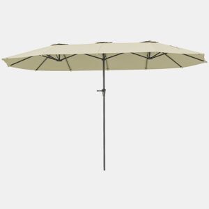 Outsunny Chapéu de Sol Duplo 4x2,2 m Chapéu de Sol para Jardim com Manivela Manual Impermeável e Proteção UV30+ Chapéu de Sol Grande para Exterior Praia Piscina Creme