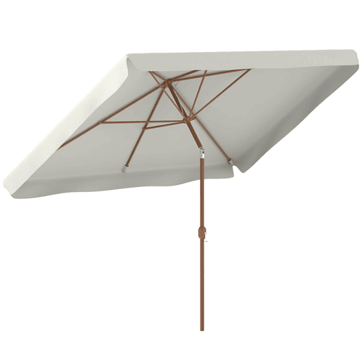 Outsunny Chapéu de Sol de Jardim 300x200 cm Chapéu de Sol de Exterior com Ângulo Ajustável Mastro de Alumínio Manivela e Proteção UV 50+ Chapéu de Sol para Jardim Pátio Creme