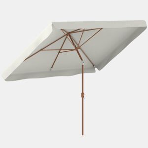 Outsunny Chapéu de Sol de Jardim 300x200 cm Chapéu de Sol de Exterior com Ângulo Ajustável Mastro de Alumínio Manivela e Proteção UV 50+ Chapéu de Sol para Jardim Pátio Creme