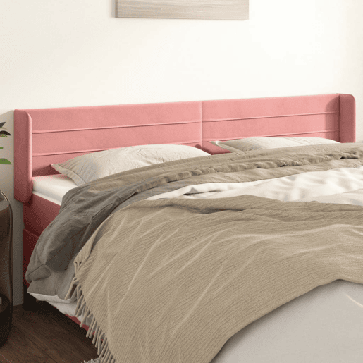 vidaXL Cabeceira de cama c abas veludo 163x16x7888 cm rosa