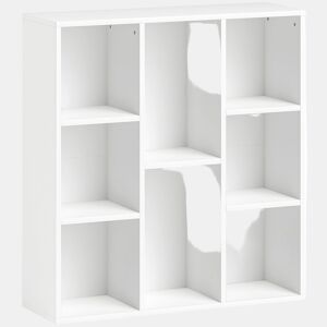 HOMCOM Estante de 3 Níveis Estante para Livros com 8 Compartimentos Desenho Vertical ou Horizontal para Sala de Estar Escritório Dormitório 74,3x24x80 cm Branco
