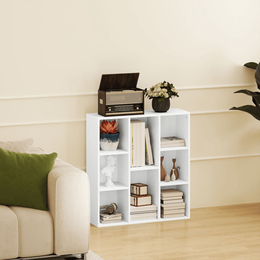 HOMCOM Estante de 3 Níveis Estante para Livros com 8 Compartimentos Desenho Vertical ou Horizontal para Sala de Estar Escritório Dormitório 74,3x24x80 cm Branco HOMCOM Estante de 3 Níveis Estante para Livros com 8 Compartimentos Desenho Vertical ou Horizontal para Sala de Estar Escritório Dormitório 74,3x24x80 cm Branco