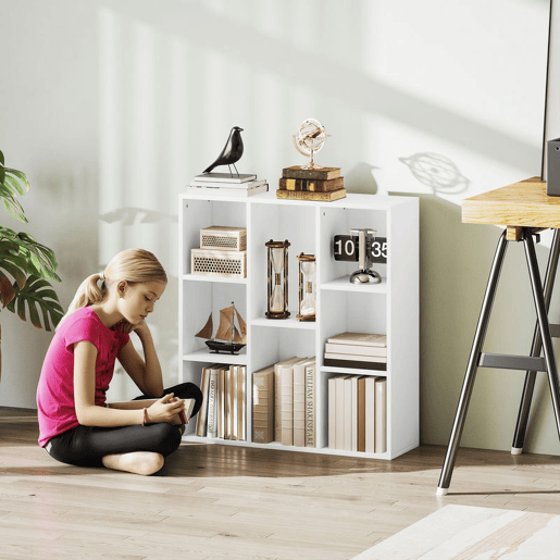 HOMCOM Estante de 3 Níveis Estante para Livros com 8 Compartimentos Desenho Vertical ou Horizontal para Sala de Estar Escritório Dormitório 74,3x24x80 cm Branco HOMCOM Estante de 3 Níveis Estante para Livros com 8 Compartimentos Desenho Vertical ou Horizontal para Sala de Estar Escritório Dormitório 74,3x24x80 cm Branco