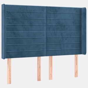 vidaXL Cabeceira cama c abas veludo 147x16x118128 cm azul-escuro