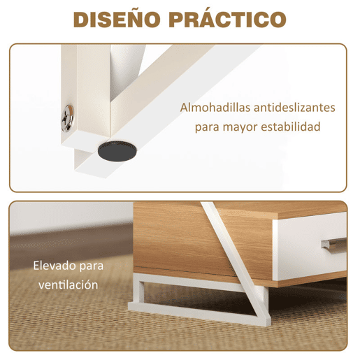 HOMCOM Conjunto de 2 Mesas Cabeceira para Dormitório Mesas Auxiliares em Forma de Z com Gaveta e Compartimento Mesa Auxiliar para Sala de Estar 40x35x50 cm Madeira e Branco