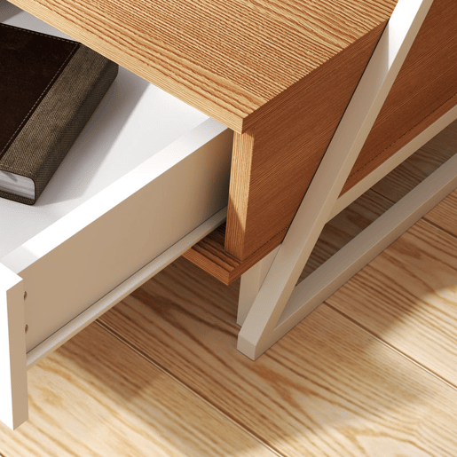 HOMCOM Conjunto de 2 Mesas Cabeceira para Dormitório Mesas Auxiliares em Forma de Z com Gaveta e Compartimento Mesa Auxiliar para Sala de Estar 40x35x50 cm Madeira e Branco