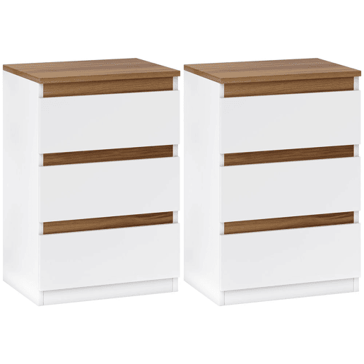 HOMCOM Conjunto de 2 Mesas de Cabeceira com 3 Gavetas Mesas de Cabeceira para Dormitório Estreitas 40x30x59,5 cm Branco HOMCOM Conjunto de 2 Mesas de Cabeceira com 3 Gavetas Mesas de Cabeceira para Dormitório Estreitas 40x30x59,5 cm Branco