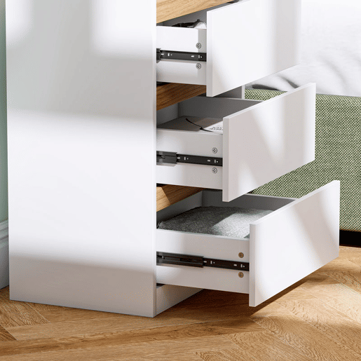 HOMCOM Conjunto de 2 Mesas de Cabeceira com 3 Gavetas Mesas de Cabeceira para Dormitório Estreitas 40x30x59,5 cm Branco HOMCOM Conjunto de 2 Mesas de Cabeceira com 3 Gavetas Mesas de Cabeceira para Dormitório Estreitas 40x30x59,5 cm Branco