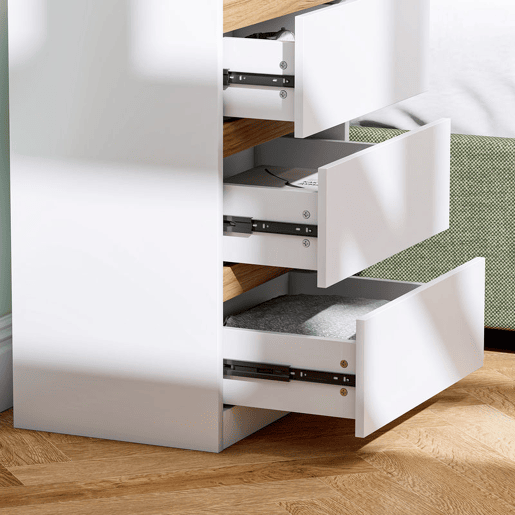 HOMCOM Conjunto de 2 Mesas de Cabeceira com 3 Gavetas Mesas de Cabeceira para Dormitório Estreitas 40x30x59,5 cm Branco HOMCOM Conjunto de 2 Mesas de Cabeceira com 3 Gavetas Mesas de Cabeceira para Dormitório Estreitas 40x30x59,5 cm Branco