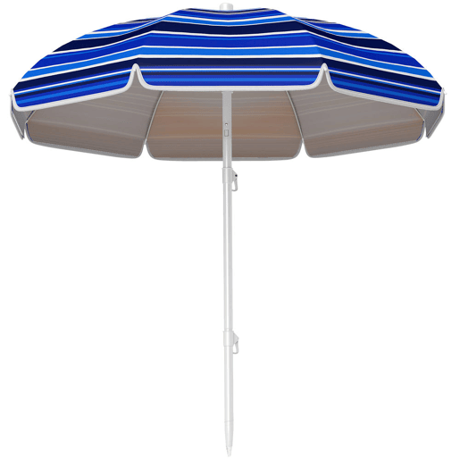 Outsunny Chapéu de Sol Grande para Praia Ø180 cm Chapéu de Sol para Exterior Dobrável com Ângulo Ajustável Proteção UV50+ Impermeável Mastro de Ø32 mm Multicolor