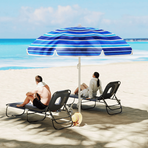 Outsunny Chapéu de Sol Grande para Praia Ø180 cm Chapéu de Sol para Exterior Dobrável com Ângulo Ajustável Proteção UV50+ Impermeável Mastro de Ø32 mm Multicolor
