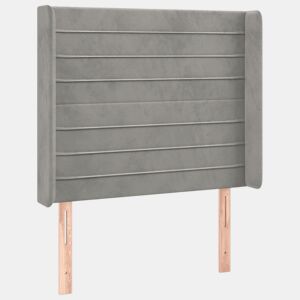 vidaXL Cabeceira cama c abas veludo 103x16x118128 cm cinzento-claro