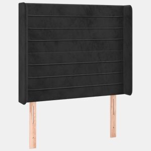 vidaXL Cabeceira de cama c abas veludo 103x16x118128 cm preto
