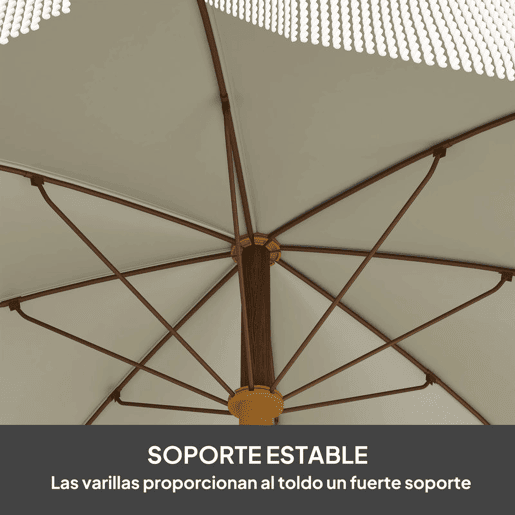 Outsunny Chapéu de Sol de Praia Ø190x210 cm Chapéu de Sol para Terraço com 8 Varas Abertura Manual Anti-UV Impermeável e Bolsa de Transporte para Jardim Piscina Verde