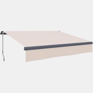 Outsunny Toldo Retrátil Manual para Jardim Toldo Exterior Ajustável com Manivela Proteção UV Estrutura de Metal e Alumínio 295x200 cm Creme