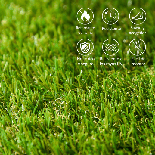 Outsunny Relva Artificial de 10 Peças Estrado de Relva Sintética 30x30 cm Altura 20 mm Resistente aos Raios UV Relva Artificial para Jardim Pátio e Varanda Verde Escuro